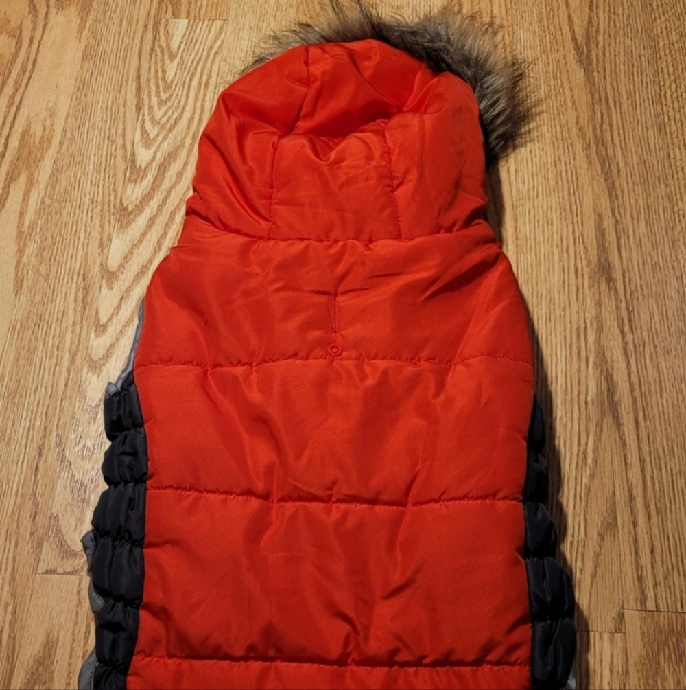 Dog Coat Size: Large Red Hooded Fur